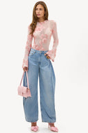 Walk the Woven Path Pink Light | Chic sheer floral mesh top