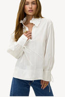 Wandering Hearts White Blouse | Chic ruffled silk blouse