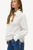 Wandering Hearts White Blouse | Chic ruffled silk blouse