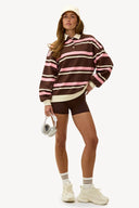 Autumntime Sportspolo Dark Brown | Sleek striped polo shirt