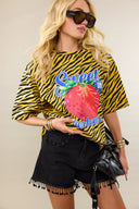 Yellow Zebra | Oversized graphic zebra tee