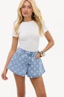 Polka Dot Short | Blue Denim shorts