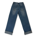 Billie wide-leg blue denim jeans with cuffed hem – back view