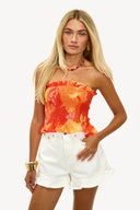 A Floral Sanctuary Orange Top | Soft printed summer top