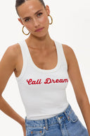 Golden Glow White Tank Top | Minimal embroidered logo tank