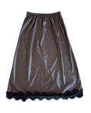 Lexie | Slip skirt in leather with lace trim