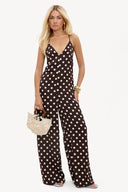 Needing You Close Jumpsuit | Silky polka-dot wide-leg