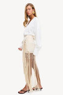 Poetic Paradise midi Skirt | Fringe wrap skirt