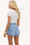 Polka Dot Short | Blue Denim shorts