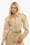 Don't Let Go Sand Denim Jacket | Structured denim jacket