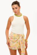 The Bloom We Share Yellow Skort | Printed wrap-style skort