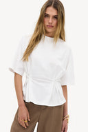 Sunlit Mornings Tee | Minimal gathered cotton tee