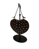 Sweetheart | Studded suede heart-shaped mini bag
