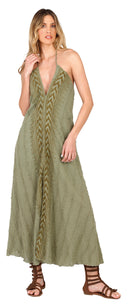 Elira Long Dress | Textured cotton maxi dress