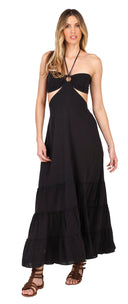 Long Natural Ring Dress | Fluid cotton maxi dress